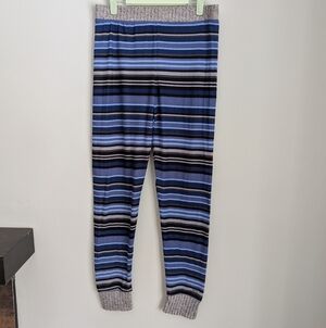Cuddl Duds Pajama Pants Women's Medium Blue Striped Thin Jogger Soft Comfort 198